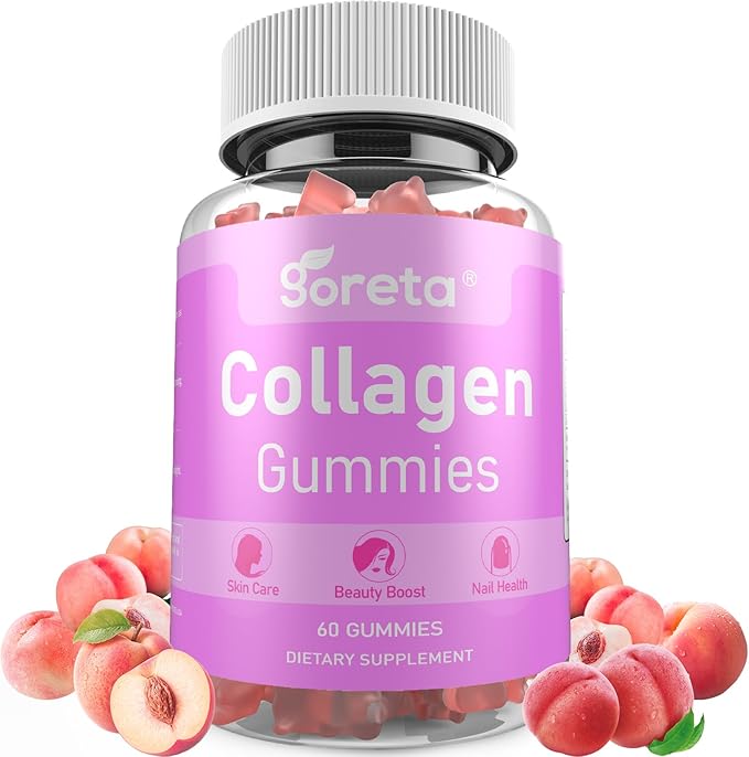 Collagen Gummies with Biotin Vitamin C &amp Zinc – 1000mg Hydrolyzed Collagen Peptides for Skin Hair &amp Nails Nutrition Daily Beauty Nutrition Peach Flavor 60 Gummies