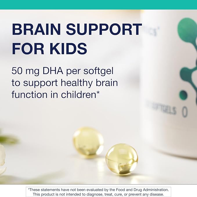 Metagenics MetaKids DHA - Children’s DHA &amp EPA Supplement for Brain Eye &amp Immune Health* - from Calamari Oil Natural Fruit Flavor - Easy-to-Swallow Softgels - Non-GMO Gluten-Free - 120 Soft