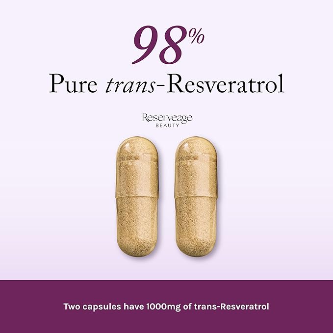 Reserveage Beauty Resveratrol 1000 mg Antioxidant Supplement for Heart Health and Immune Support Supports Healthy Aging and Immune System Paleo Keto 60 Capsules