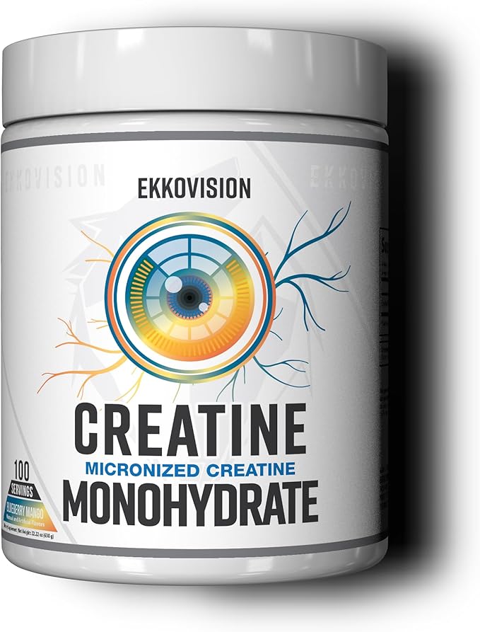 Ekkovision Creatine Monohydrate Powder Micronized Blueberry Mango Pre Workout &amp Post Workout Supplement for Men and Women Energy Support Easy to Mix in Shakes Smoothies &amp Beverages 100