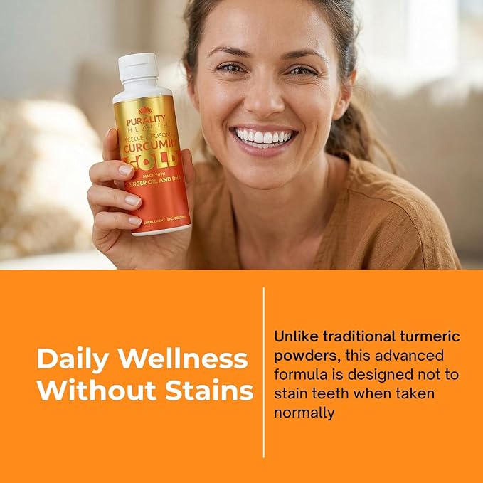 PURALITY HEALTH Curcumin Gold from Turmeric with Ginger Oil &amp DHA Omega-3s Micelle Liposomal Enhanced Absorption Joint Health 15 Day Supply