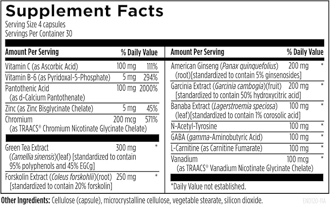 Designs for Health EndoTrim - Green Tea Extract Garcinia Cambogia Coleus Forskohlii + L-Carnitine Supplement for Men + Women - Vegan (120 Capsules)