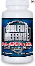 Sulfur Defense Opti-MSM 99.9% Pure MSM Powder Capsules Made in USA Organic Methylsulfonylmethane Non-GMO Gluten-Free Immune System Booster Soothes Joint Pain Younger Skin Hair Nails 90 caps