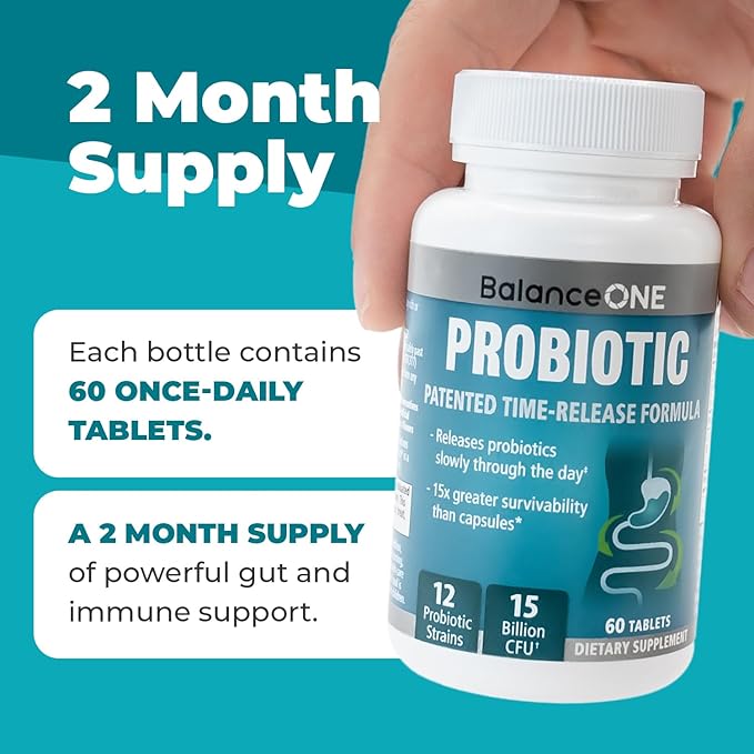 Balance ONE Probiotic &amp SerraDefend Bundle – 15 Billion CFUs Probiotic with Time-Release Technology + Serrapeptase for Healthy Digestion Immune Support &amp Gut Health – Delayed-Release Vegan