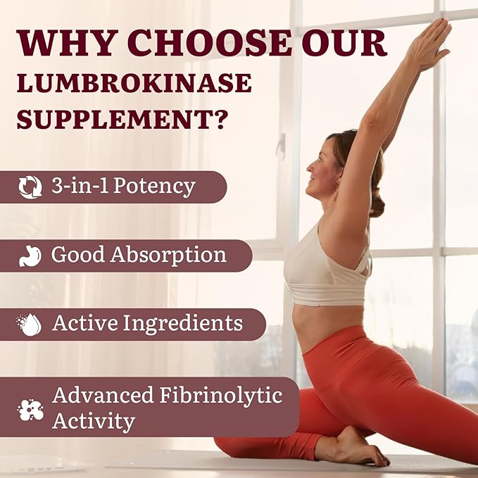 Lumbrokinase 100mg (Max Activity 1000000 LKU)Nattokinase 100mg-2000 FU of Activity and Red Yeast Rice 300mg Potent Lumbrokinase Enzymes Supplement for CirculatoryCognition60 Capsules(Pack of 1)