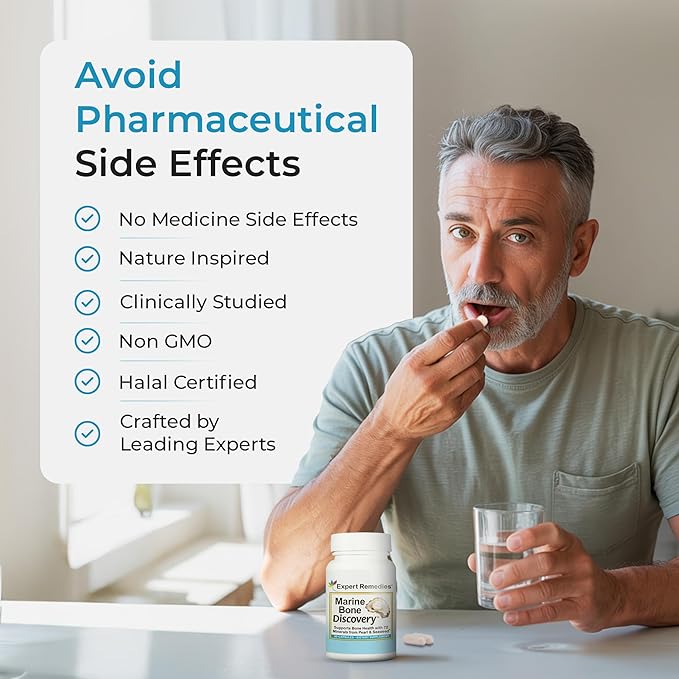 Marine Calcium Bone Density Supplement 3.5X Absorbable Pearl Calcium &amp Icelandic Marine Algae with Magnesium Vitamin D3 K2 &amp More Organic Holistic Alternative Astronaut Endorsed - 30 Day