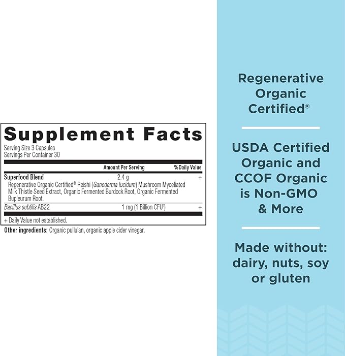 Ancient Nutrition Regenerative Organic Certified Liver Cleanse Supplement Ancient Herbals Liver Cleanse with Milk Thistle Burdock Root &amp Reishi for Optimal Liver Support Gluten Free 90 Count
