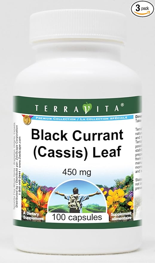 Black Currant (Cassis) Leaf - 450 mg (100 Capsules ZIN: 513765) - 3 Pack