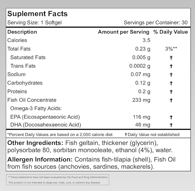 Granagard Nano Omega 3 Supplement for Women and Men – Fish Oil Softgels with Nanotechnology – High Potency EPA DHA Capsules – No Aftertaste – Easy to Swallow – 60 Count Bottle