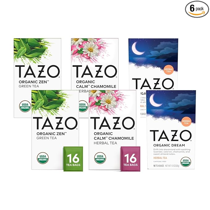 TAZO Tea Bags Regenerative Organic Zen Calm Chamomile &amp Herbal Organic Dream 16 CT (2ea) (Variety Pack)