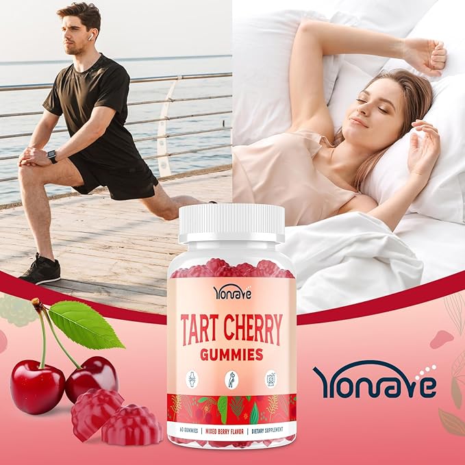 3300mg Tart Cherry Gummies for Uric Acid Cleanse Sleep Gout Joint &amp Kidney Support – Tart Cherry Extract with Celery Seed Melatonin Vitamin C – Detox &amp Antioxidant – Mixed Berry Flavor 1