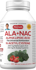 ANDREW LESSMAN ALA + NAC Alpha Lipoic Acid with N-Acetyl-Cysteine 360 Capsules - Ultra-High Potency Anti-Oxidant Support for Nervous System Heart Brain Liver Kidneys Lungs Energy. No Additives