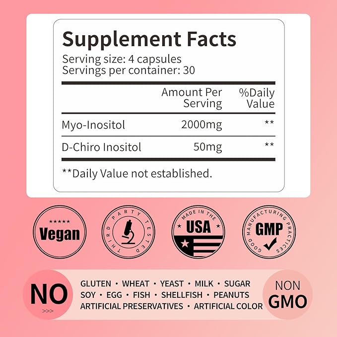 Myo-Inositol &amp D-Chiro Inositol (40:1 Ratio) - Supports Cycle Regularity &amp Ovarian Function - 240 Capsules 60-Day Routine Bundle