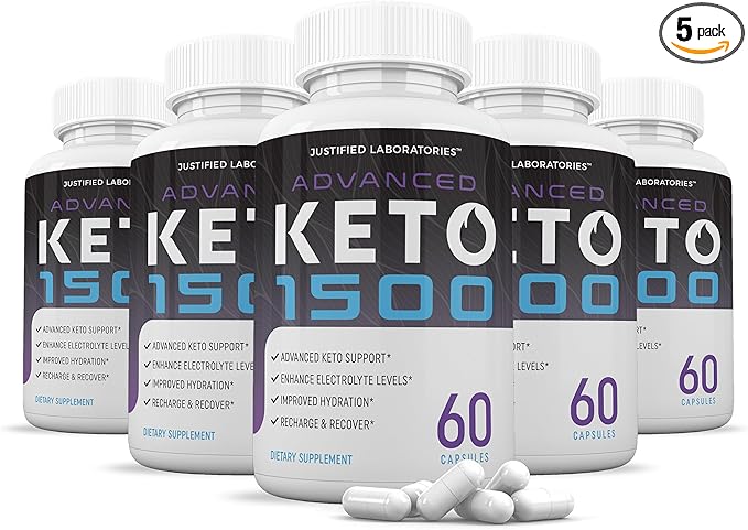 (5 Pack) Advanced Keto 1500 Keto Pills 1275MG New &amp Improved Formula Contains Apple Cider Vinegar Extra Virgin Olive Oil Powder Green Tea Leaf 300 Capsules