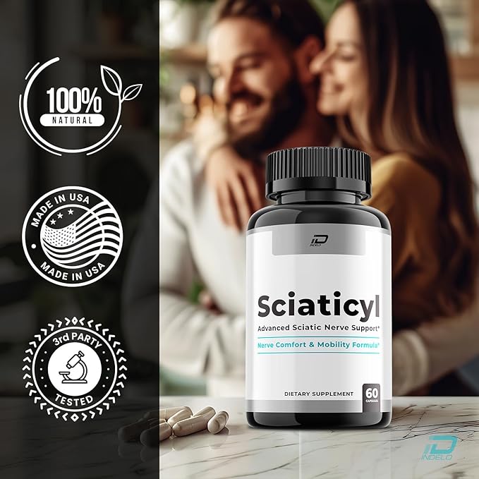 Sciaticyl Capsules – Sciaticyl Advanced Supplement Natural Blend Formula to Maintain Healthy Levels and Extra Strength (1 Pack - 60 Capsules)