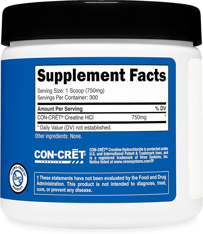 Nutricost Creatine HCl Powder (8 OZ) - Made with CON-CRET Creatine 300 Servings