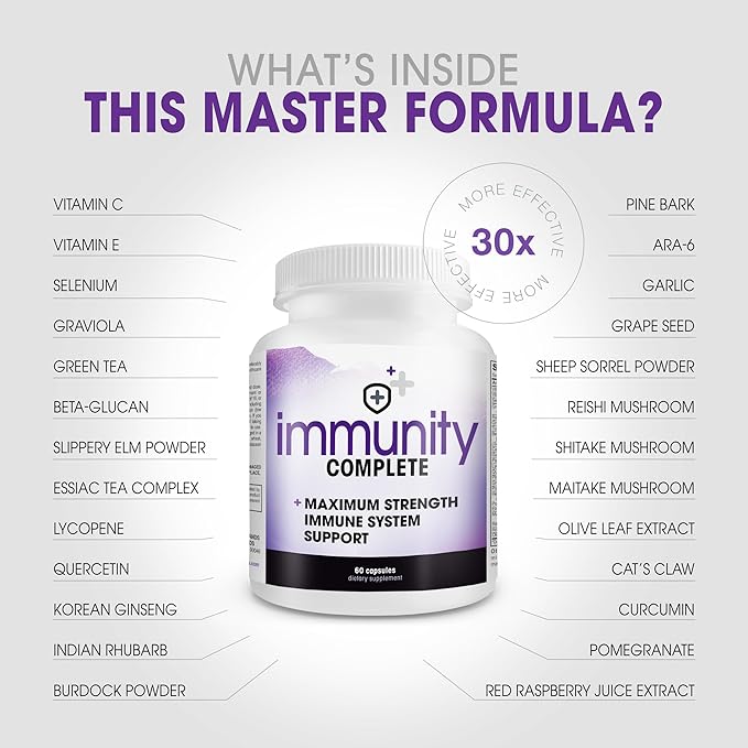 Instant Brands Immunity Complete - 20-in-1 Immune System Booster Formula with Cat's Claw Quercetin Vitamin C and Olive Leaf Extract 60ct (Pack of 2)