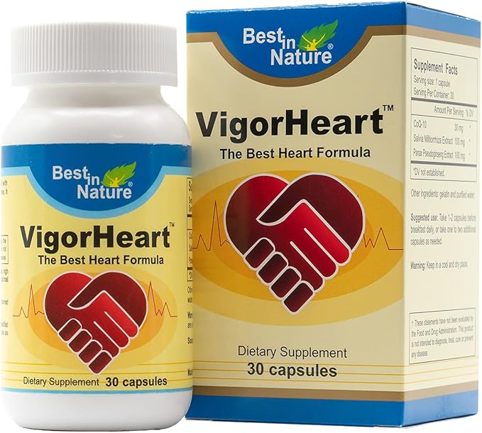 VigorHeart-The Natural Heart Supplements Pills with Coq 10 Salvia Miltiorrhiza and Panax Pseudoginseng (30 Capsules)