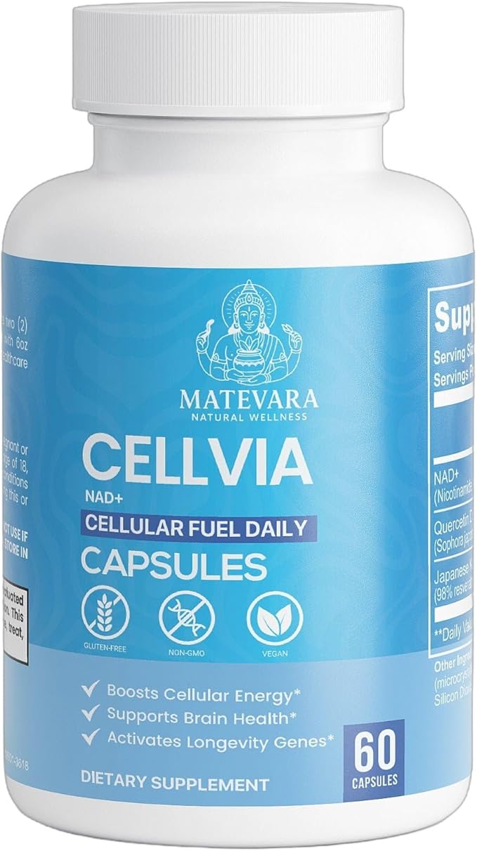 Cellvia NAD+ 500mg: Cellular Energy Metabolism Quercetin &amp Resveratrol | 60 Ct