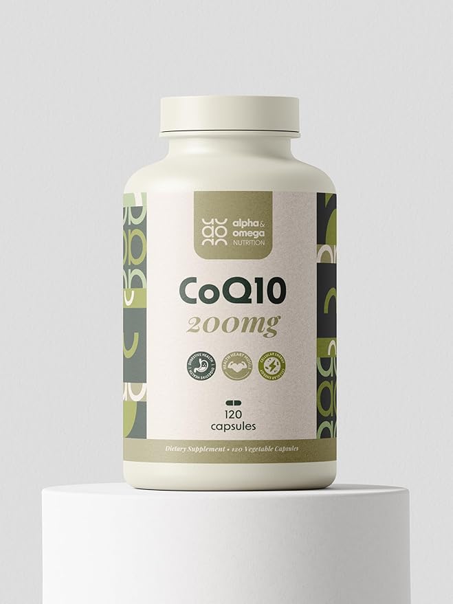 Alpha &amp Omega Nutrition Coq10 200mg 120 Veggie Caps Antioxidant Supplement for Vascular and Heart Health &amp Energy Production - 4 Month Supply