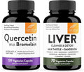 Sandhu's Quercetin with Bromelain (120 Count) &amp Liver Renew Cleanse Detox (70 Count) | Supports Immune Respiratory Liver &amp Digestive Health