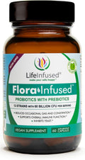 Life Infused Flora Infused Probiotics with Prebiotics – 60 Billion CFU 13 Strains + Enzyme Blend for Digestive &amp Gut Health Support Bloating &amp Regularity Support Shelf Stable Probiotic – 60