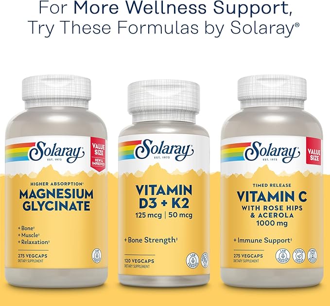 SOLARAY Mega Vitamin B-Stress Timed-Release Vitamin B Complex with 1000 mg of Vitamin C for Stress Energy Red Blood Cell &amp Immune Support 60 Day Guarantee Vegan 40 Servings 120 VegCaps