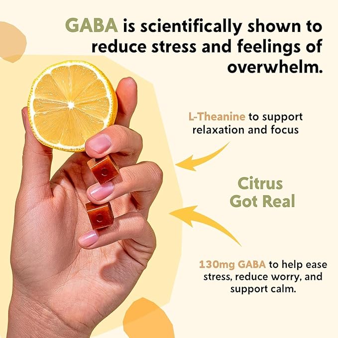 PYM Citrus Mood Chews Support for Stress Worry &amp Overwhelm 60 Count | 130mg GABA 90mg L-Theanine | Vegan Non-GMO Gluten-Free No Added Sugar | All-Natural Mood Balance Supplement Made in USA