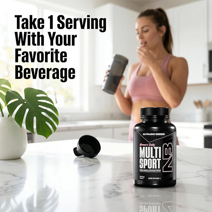 NutraBio Multisport for Women - Womens MultiVitamin - 33 Vitamins Minerals Micronutrients - Rich in Antioxidants - Supports Peak Athletic Performance Energy Metabolism (120 Vegetable Capsules)