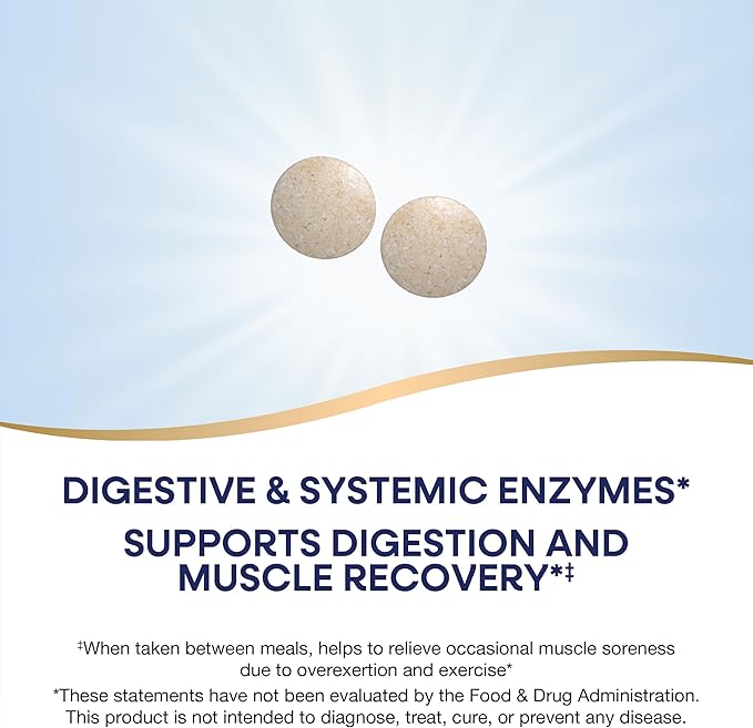 Nature's Way Mega-Zyme Pancreatic &amp Systemic Enzymes* Relieves Occasional Muscle Soreness Due to Overexertion and Exercise* Digestive Support* 200 Tablets (Packaging May Vary)
