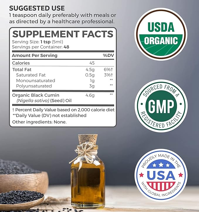 Bundle of Black Seed Oil Liquid &amp Olive Leaf Extract - Immune Support Synergy Bundle - Organic Black Seed Oil Liquid (8 fl oz) &amp Olive Leaf Extract with 20% Oleuropein Immune Supplement (60 Ca