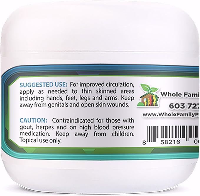 Arginine Circulation Cream 2 oz - Menthol L Arginine &amp L Citrulline Lotion - Supports Healthy Leg &amp Body Blood Flow - Whole Family Products