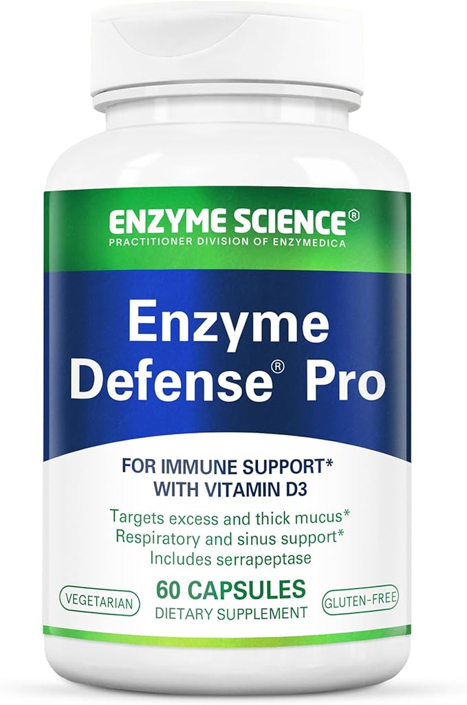 Enzyme Science Enzyme Defense Pro - Immune Support Supplement – Formulated with Vitamin D3 L - Lysine Calcium and Protease - Immunity Supplement - 60 Capsules