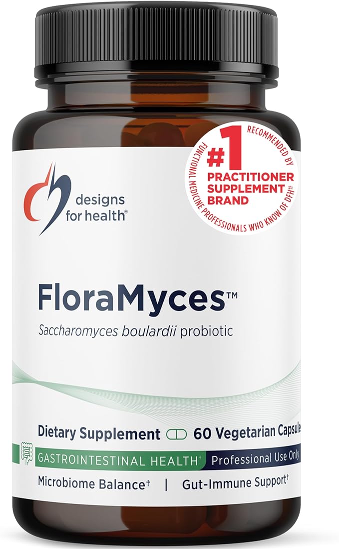 Designs for Health FloraMyces 500mg Saccharomyces Boulardii Probiotic - Gut Health Supplements - Shelf-Stable Digestive Probiotics for GI Health - Dairy-Free Vegan Probiotic (60 Capsules)