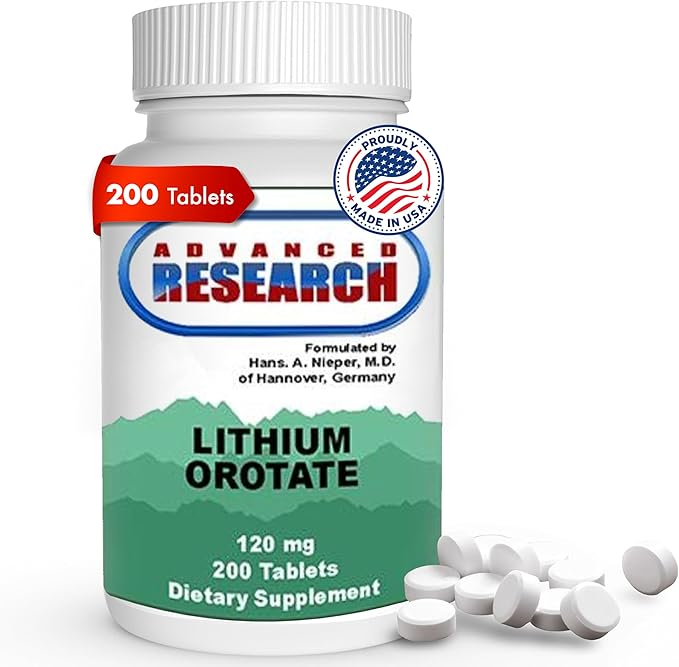 Dr. Hans Nieper Lithium Orotate 5mg 200 Count Lab Tested Non-GMO Gluten Free Vegan Friendly Supports Brain Health