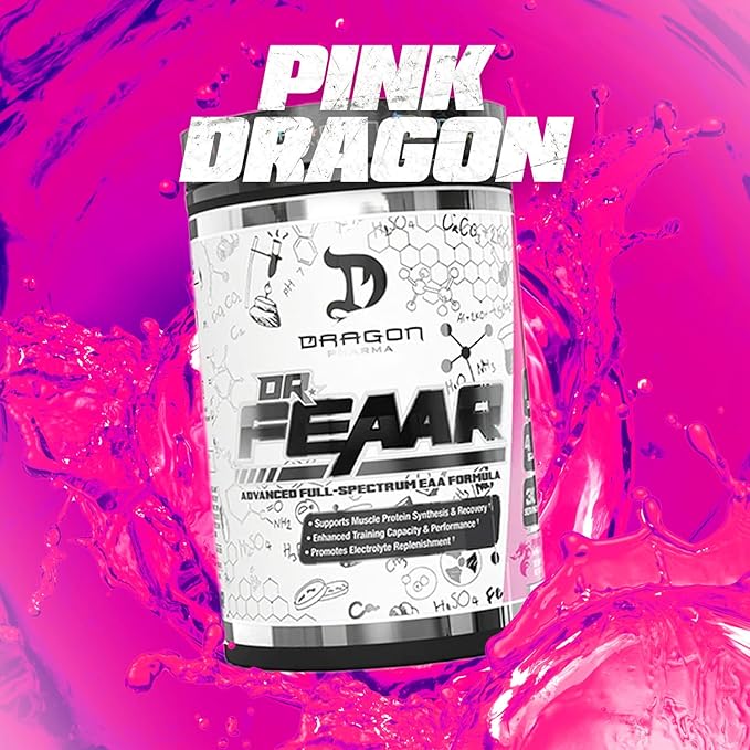 DRAGON PHARMA Dr. FEAAR® Advanced Full-Spectrum EAA Matrix Supports Muscle Protein Synthesis and Recovery Enhanced Training Capacity (30 Servings Pink Dragon)