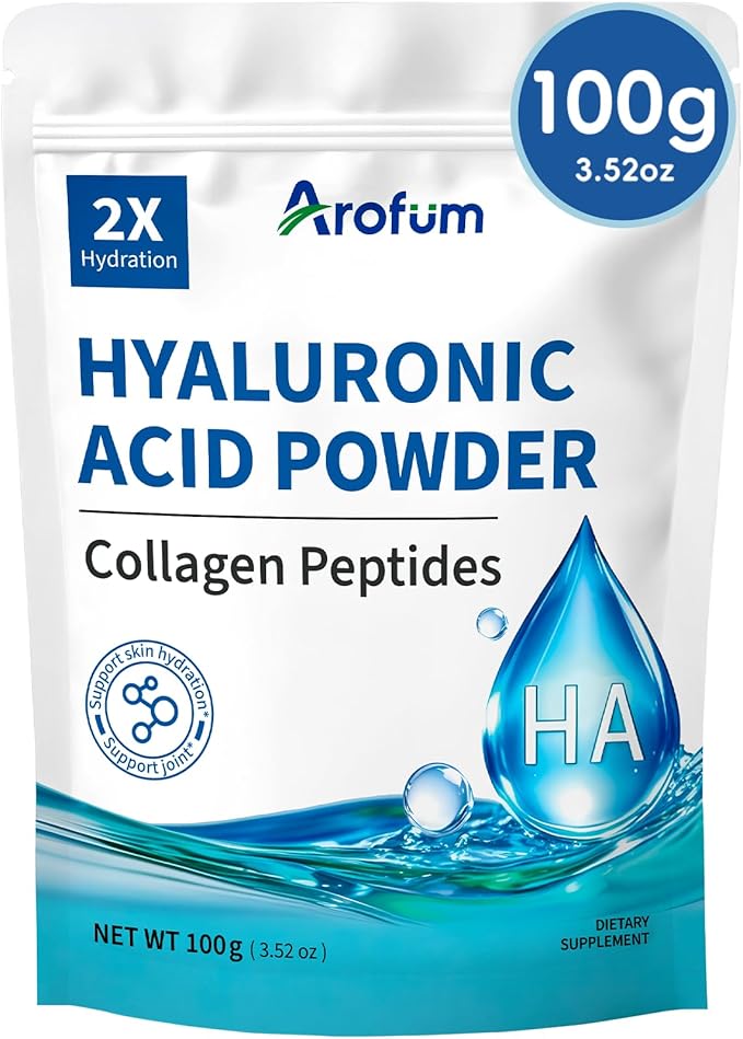 Hyaluronic Acid Powder with Collagen Peptides – DIY Hydrating Serum &amp Skincare Ingredient Clean Formula Gluten-Free No Preservatives – 100g / 3.52oz