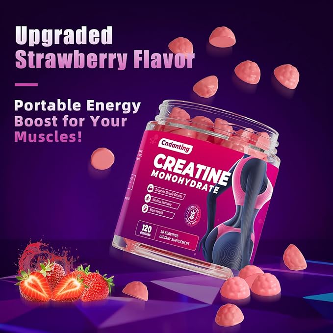 Creatine Gummies for Women 5000mg Creatine Monohydrate with Folic Acid &amp Vitamin B12 120 Gummies (30 Servings) No Added Sugar Vegan Chewable Energy &amp Recovery