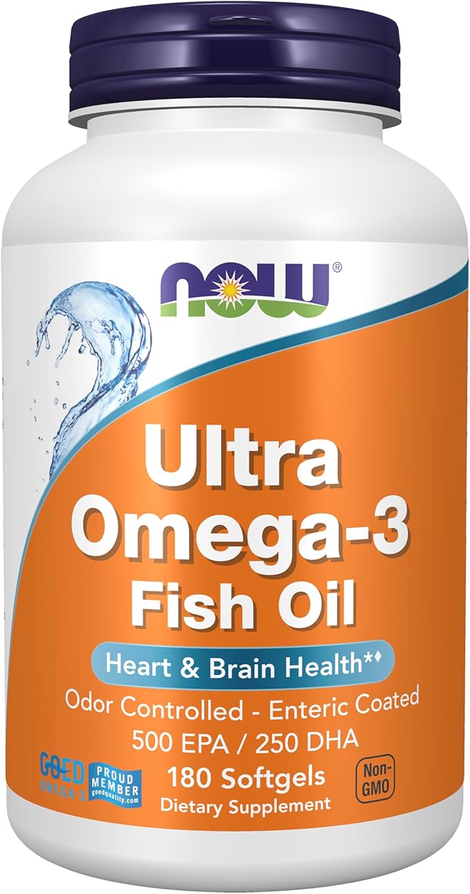 NOW Foods Supplements Ultra Omega-3 Molecularly Distilled and Enteric Coated 180 Softgels