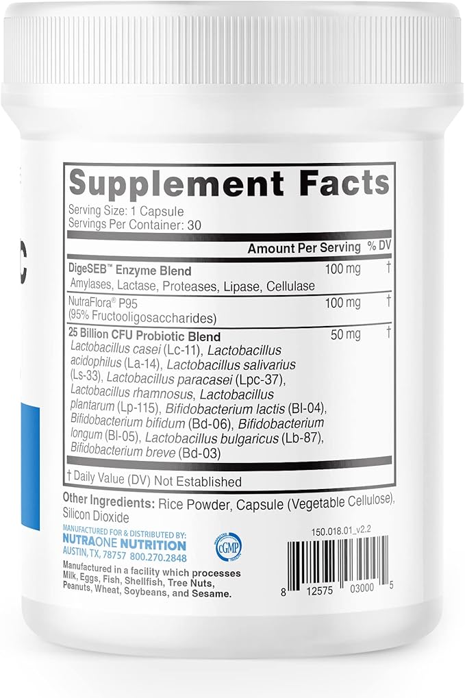 NutraOne ProbioticX Probiotic Supplement for Women &amp Men Digestive Health &amp Immune Support Probiotics* (30 Capsules)