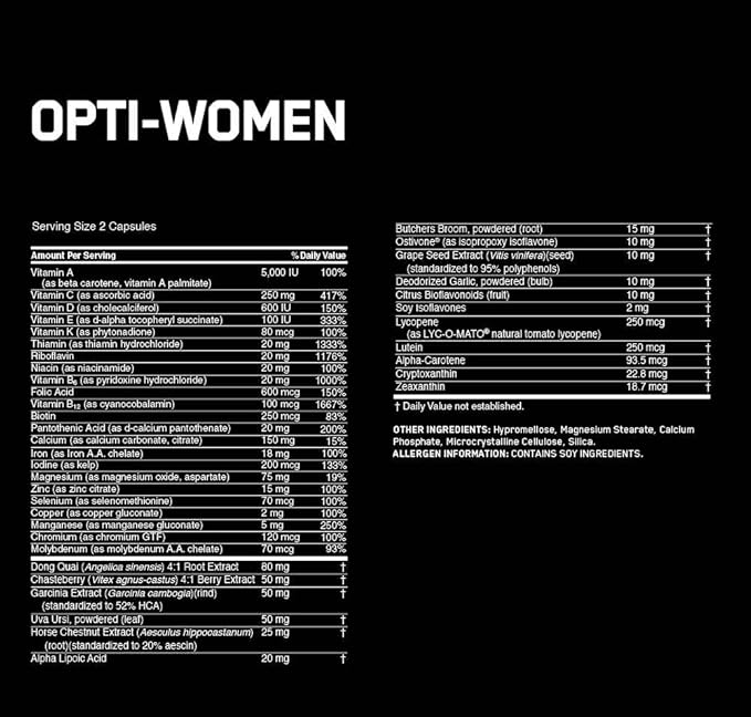 Optimum Nutrition 120 Opti-Women Women's Female Multivitamin Optiwomen Capsules