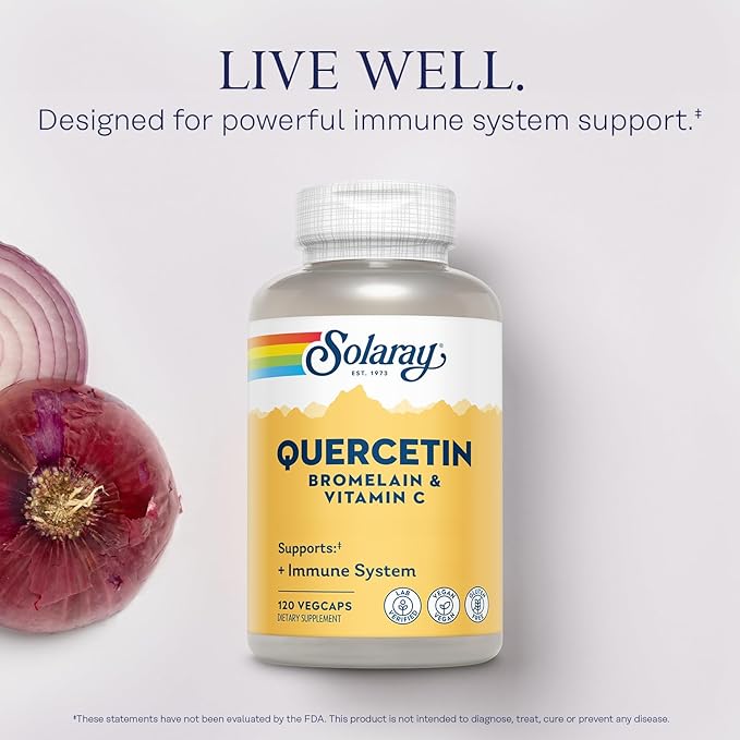 SOLARAY QBC Plex | Quercetin &amp Bromelain Plus Vitamin C | Year Round Immune Function &amp Respiratory Health Support | Non-GMO &amp Vegan | 120 VegCaps