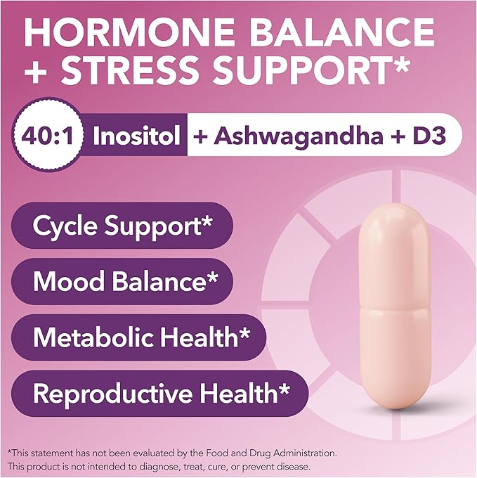 Intimate Rose Myo-Inositol &amp D-Chiro Inositol Supplement for Women - Hormone Balance &amp Ovarian Support for Women - Ideal 40:1 Ratio Vitamin D3 + Ashwagandha
