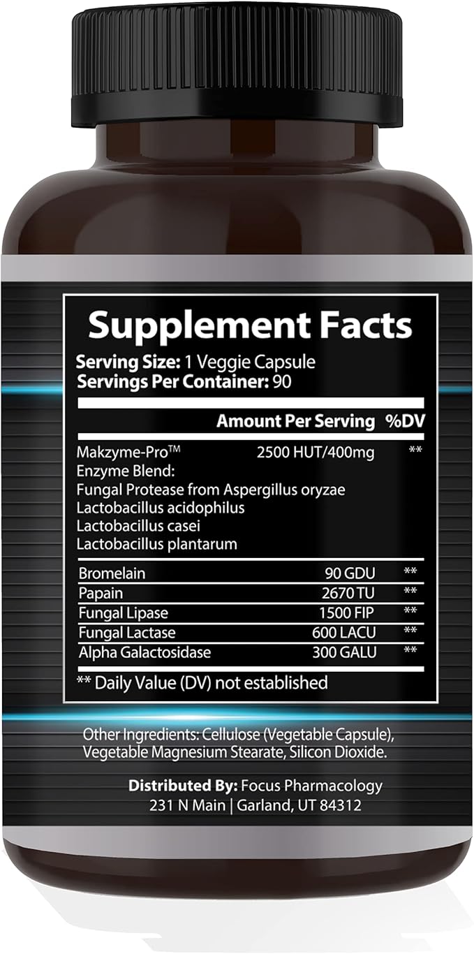 Digestive Enzymes and Probiotics Blend - 180 Ct Protease Lipase Lactase Galactosidase Acidophilus Casei Plantarum