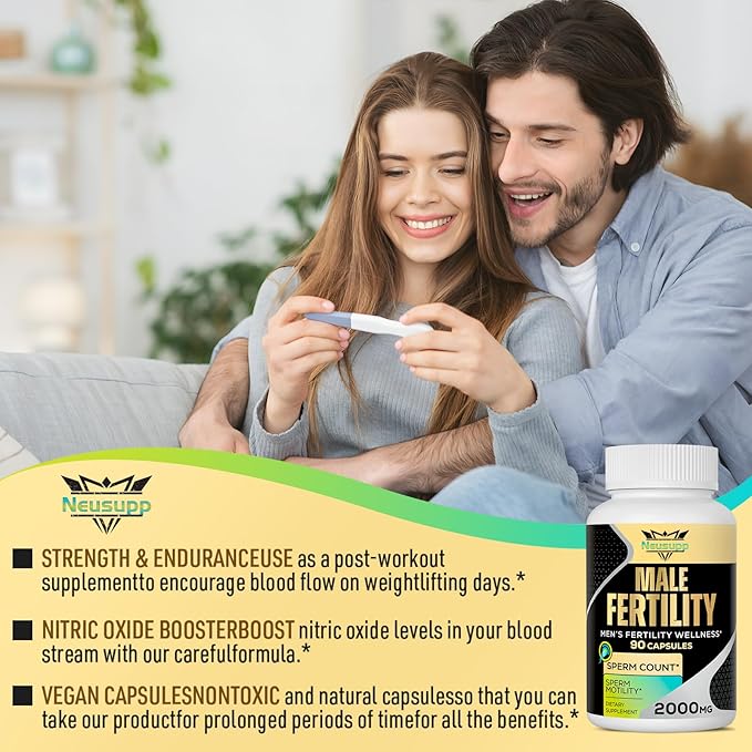 Fertility Supplements for Men Male Fertility Supplement - Optimal Sperm Count Motility and Strength 2000MG Mens Prenatal Vitamins with CoQ10 Maca Root Zin NAC &ampFolate for Conception - 90 Caps