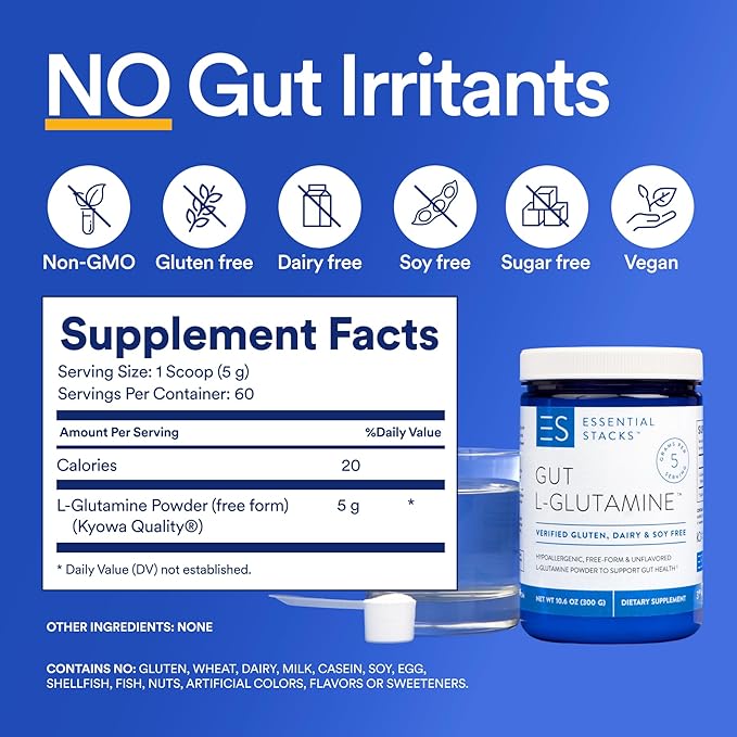 Essential Stacks L-Glutamine Home &amp Away Bundle - L Glutamine Powder &amp Capsules