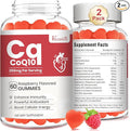 2 Pack CoQ10 Gummies 250 mg Plus Omega-3 Magnesium Vitamin B12 for Cellular Energy Brain &amp Antioxidant 5X Better Absorption Coenzyme Q10 Supplement Raspberry Flavored Gummies - 120 Cts