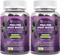 Pre Post Probiotics Gummies 5 in 1 Probiotic Prebiotic Postbiotic Digestive Enzymes with Fiber 120 Billion CFU Probiotics for Gut Health Sugar Free Vegan BlackBerry Flavor 120 Cts