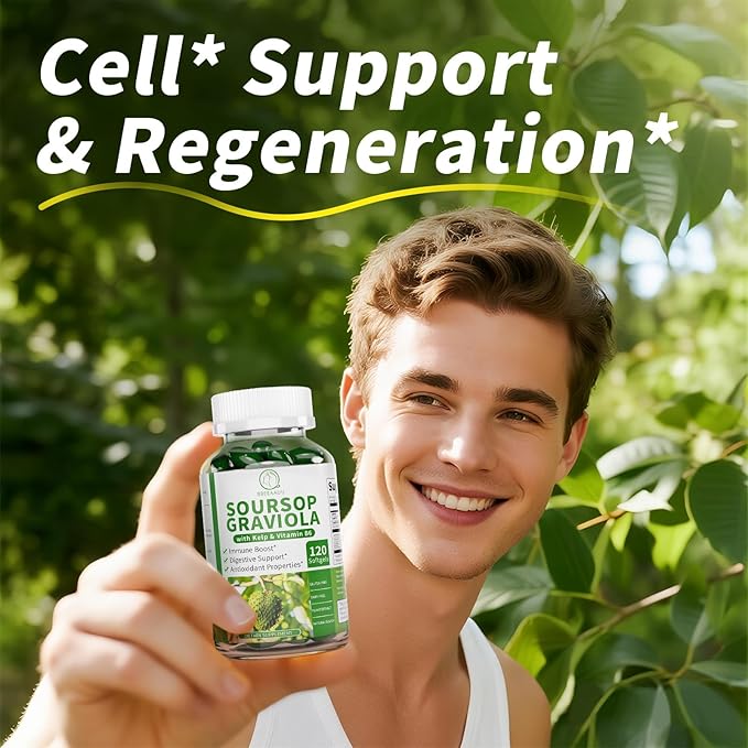 Soursop Graviola Capsules with Kelp for Cell Regeneration Enhances Immunity Digestive Support Anti-oxidant* Properties Gluten Free 120 Counts