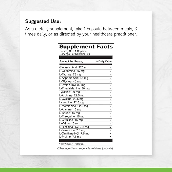 DAVINCI Labs Amino 21 - Supports Brain Function &amp Muscle Metabolism* - Amino Acid Dietary Supplement with L-Glutamine L-Lysine HCl Tyrosine L-Arginine and More - Gluten-Free - 90 Capsules 750